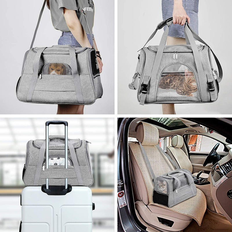 PawBuddy™ Portable Foldable Pet Carrier Bag with Fur Pad