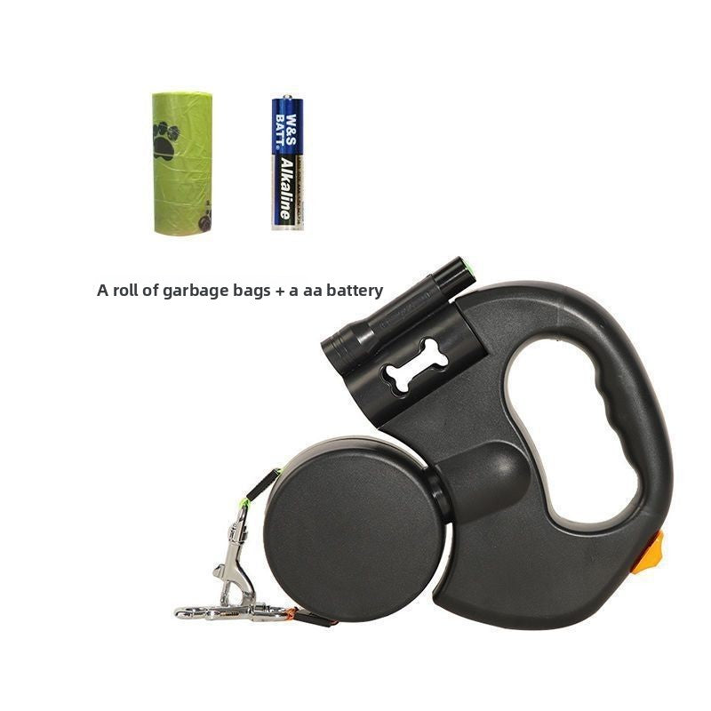 Retractable Dual Dog Leash with Waste Bag Dispenser