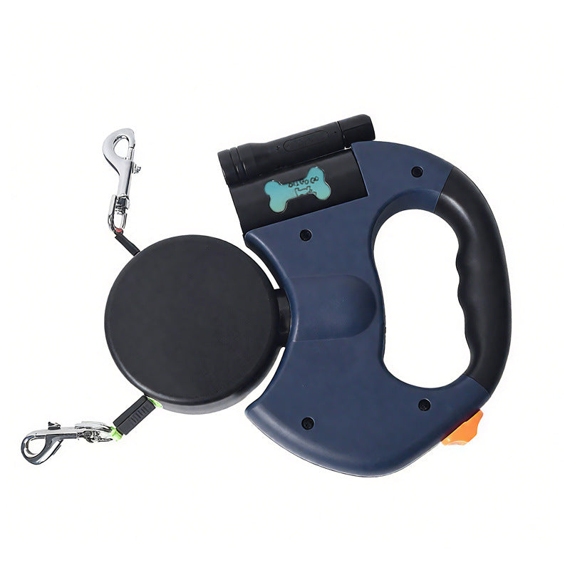 Retractable Dual Dog Leash with Waste Bag Dispenser